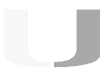 A stylized, blocky U shape inspired by Coya design, divided vertically into two halves: the left half is light gray, and the right half is medium gray.