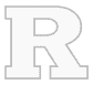 A bold, uppercase letter R in white with a gray outline stands out on a light gray background, reflecting Coyas modern and clean aesthetic.