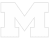 A bold, white, capital letter M with a thick outline stands out on a light gray background, evoking the modern style of Coya.