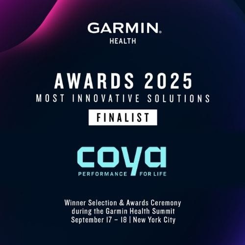 Garmin Health Awards 2025 finalist Coya recognized for Most Innovative Solutions; award ceremony at the Garmin Health Summit, Sept 17-18, New York City.
