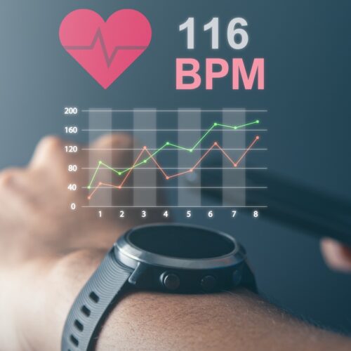 Man excercise and using smartwatch to monitoring and tracking health and heart rate by applications. technology and healthy concept.